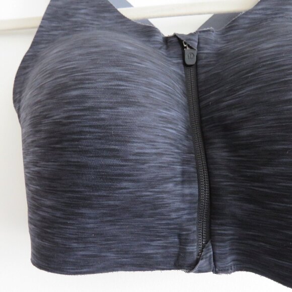 LULULEMON Enlite Bra Zip Front High Support Static Rain Dark Cast Black Size 32E - Picture 6 of 13